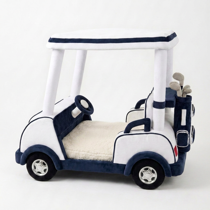 Fairway Paws golf cart dog bed in Blue, side on
