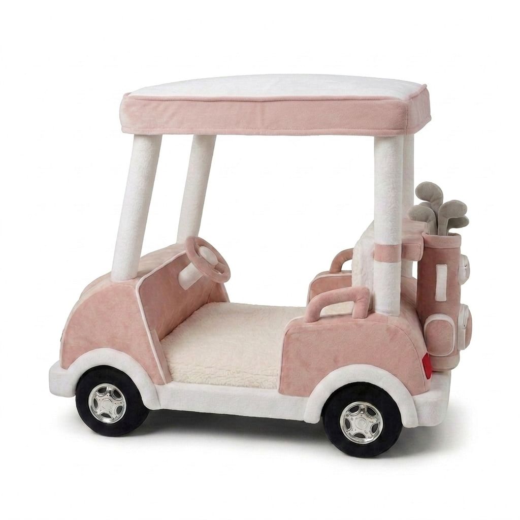 Fairway Paws golf cart dog bed in Pink, side on
